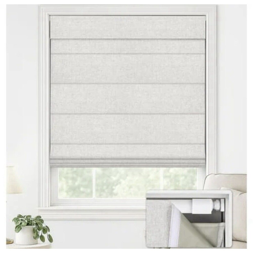 LazBlinds No-Drill Cordless Roman Shade 36x64 Natural New